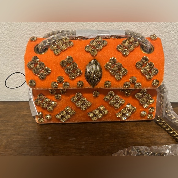 Kurt Geiger Kensington Orange Embellished Crossbody Bag - Picture 2 of 11